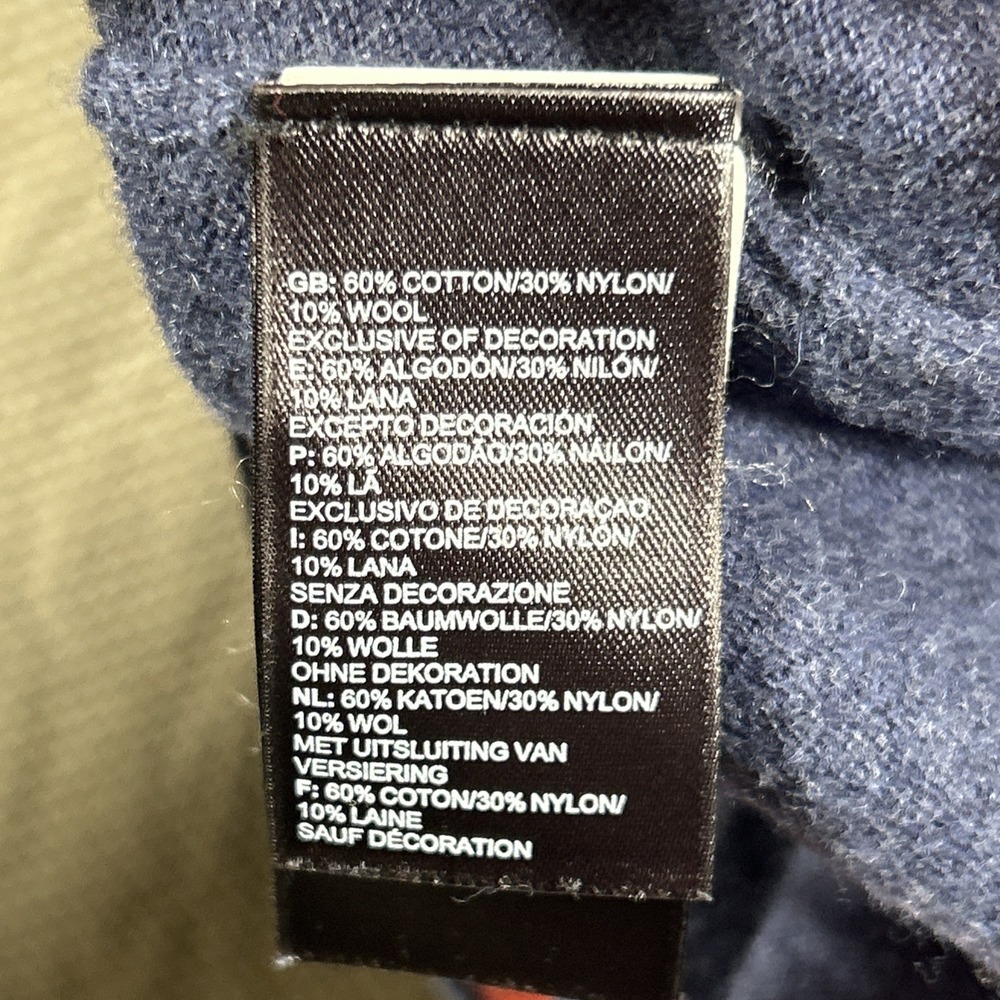 The North Face Mt Tam 1/4 Zip Sweater Navy Blue Wool Cotton Mens Large Pullover - Picture 11 of 13